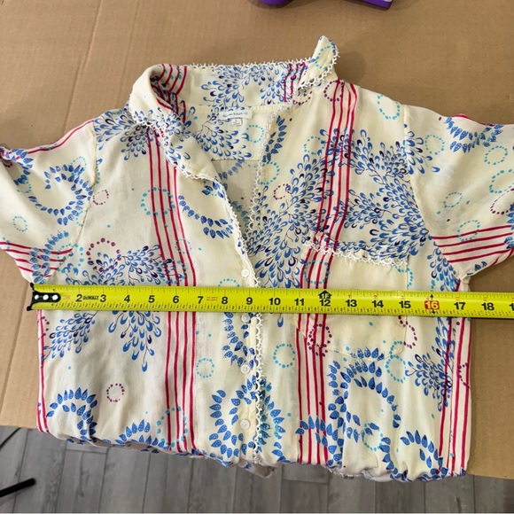 Poupette St Barth Boho Lightweight Nautical V-neck Button Romper Elastic Waist - Picture 11 of 15